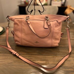 Pink Coach purse with silver hardware.